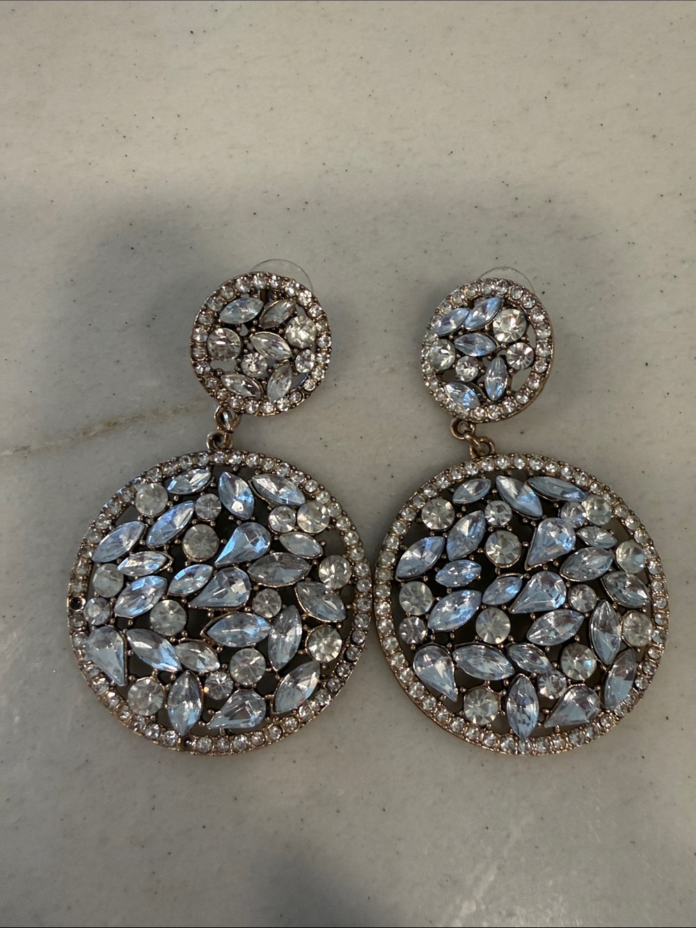 Crystal Drop Statement Earrings - Rose Gold